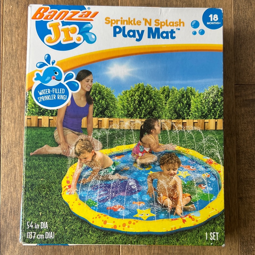 New in Bo Banzai Jr Sprinkle 'N Splash Play Mat - Blue and Yellow